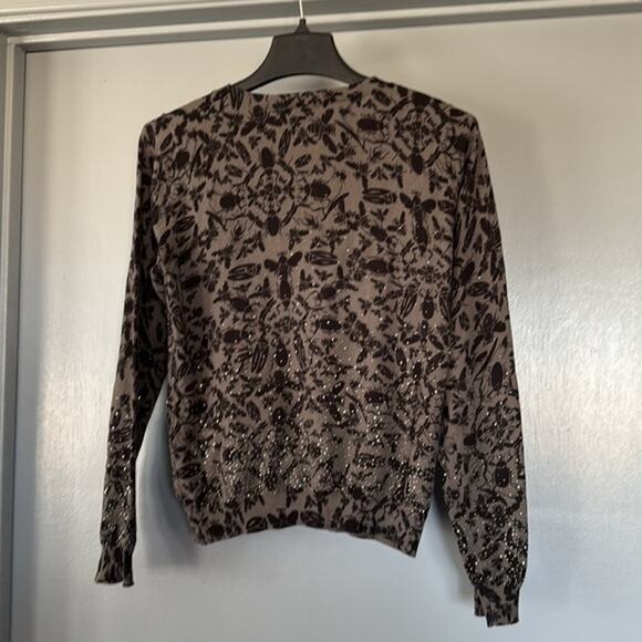 Shu Shu  sz S Women's Gray Cardigan Button Sweater Dragonflies, Insects, Bees - Picture 2 of 6